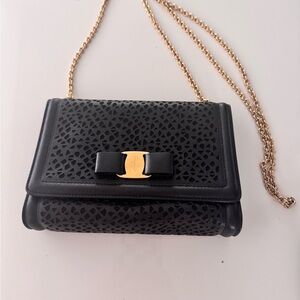 Ferragamo black Women's Bag with Gold Chain